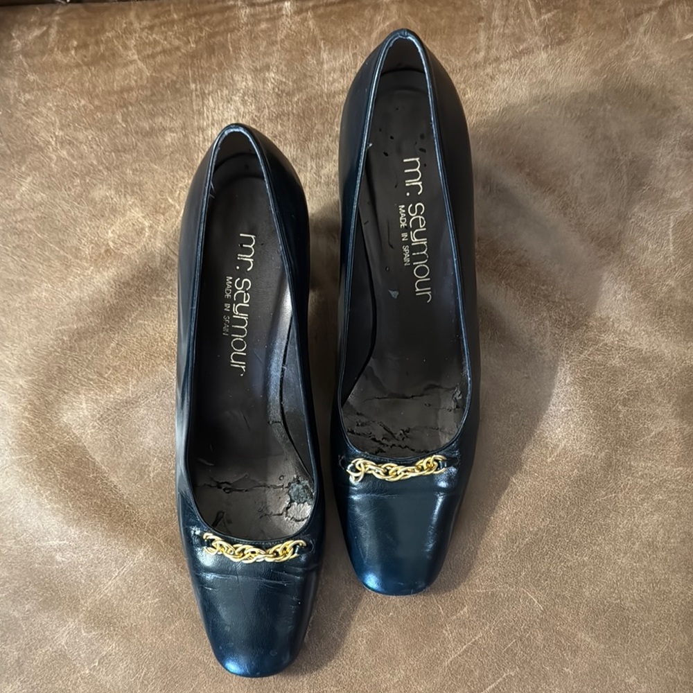 Mr. Seymour Dark Navy Leather Women's Shoes 9N Made in Spain